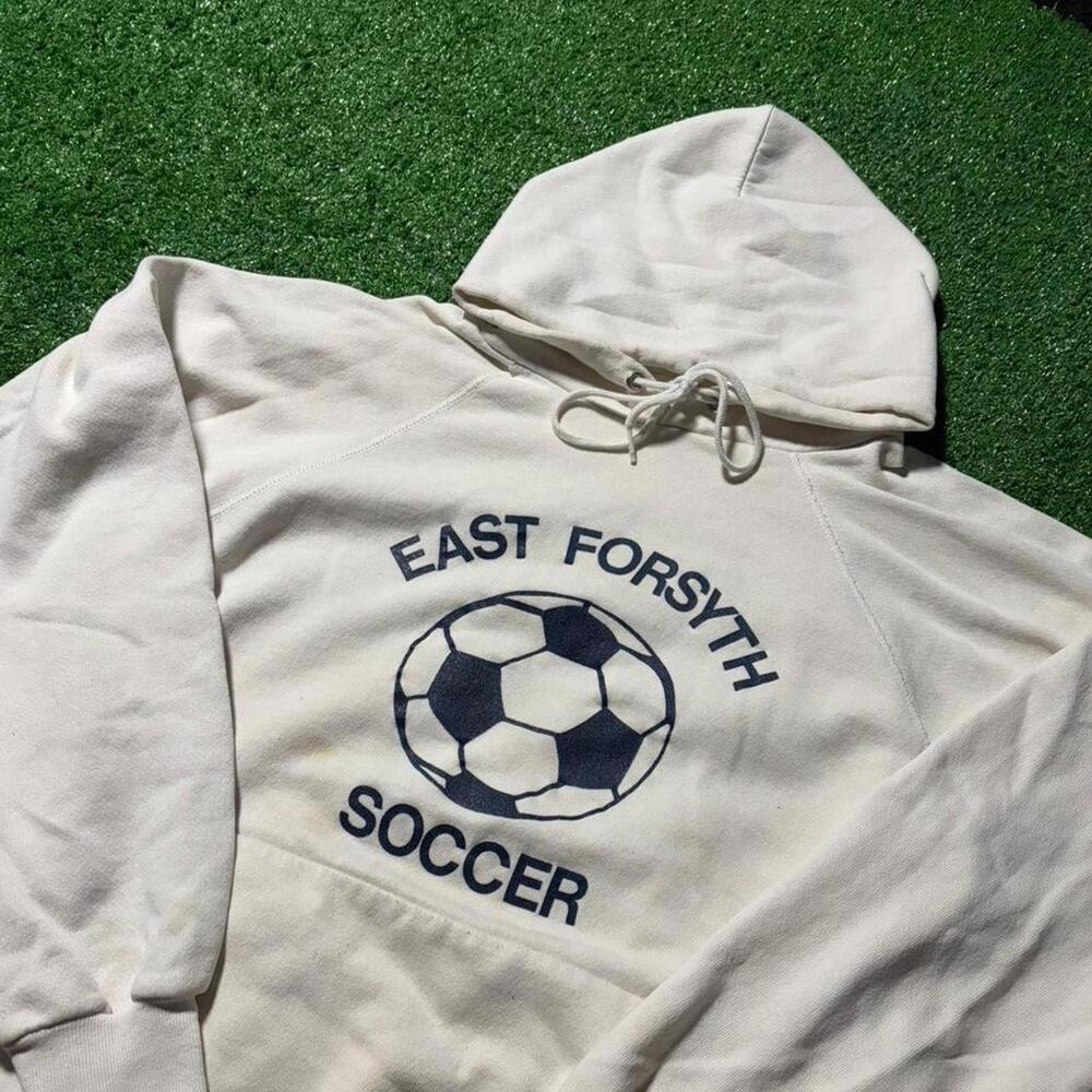 Vintage 80s East Forsyth Soccer Hoodie Mens XL Made in USA Pullover - Picture 3 of 8